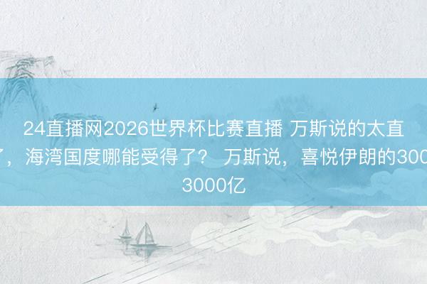24直播网2026世界杯比赛直播 万斯说的太直白了,海湾国度哪能受得了? 万斯说,喜悦伊朗的3000亿
